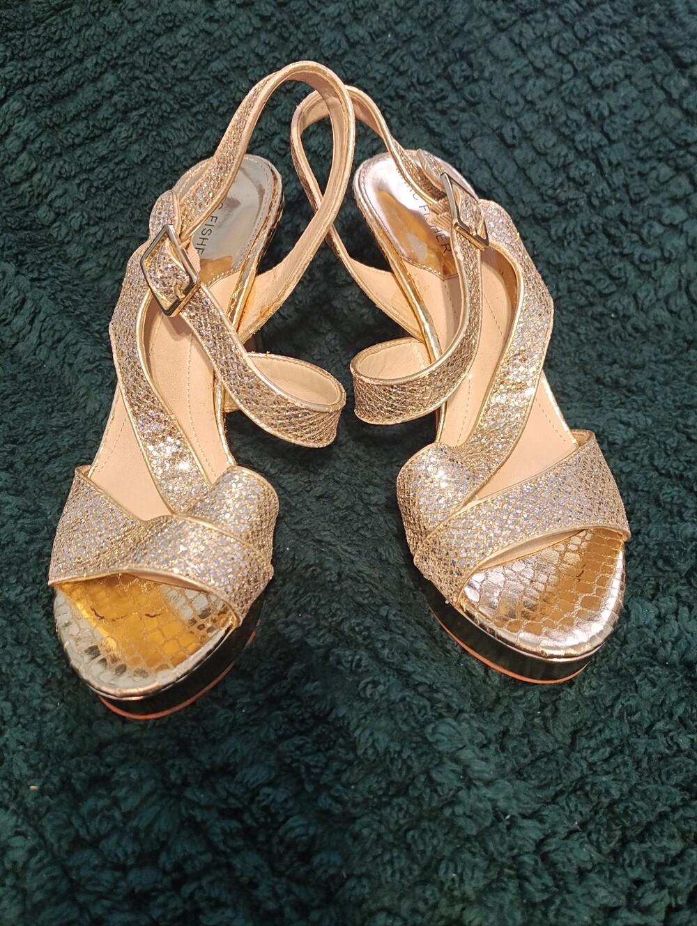Marc Fisher Metallic Gold Women's Strappy Dress Sandals